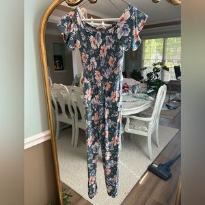 Girls Bailey Lane Floral Jumpsuit with Ruffle Sleeves Size 8-10